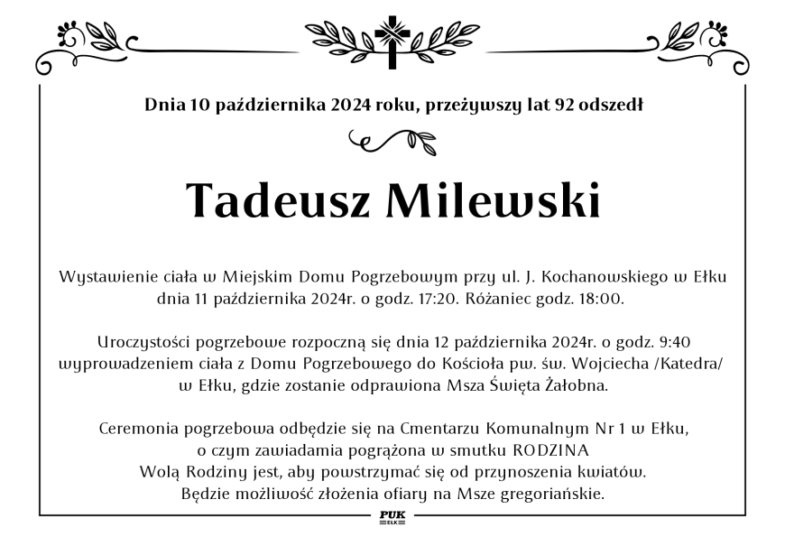 Tadeusz Milewski - nekrolog